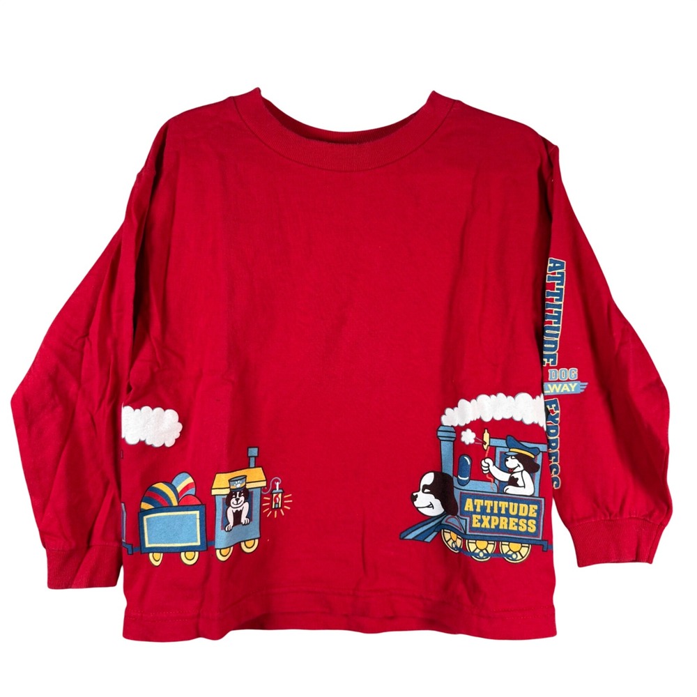 Big Dogs Kids Attitude Express T-Shirt Kids 4/5 Red Vintage Train Wrap Around